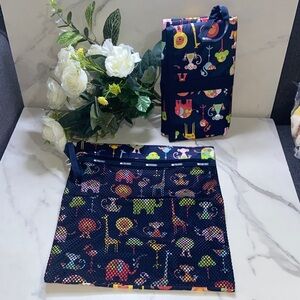 LeSportsac Baby Navy Animal Print Travel Pouch and Diapper Change Mat set